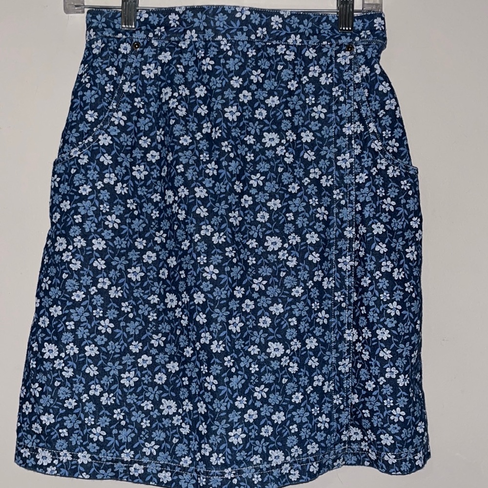 Vtg Women’s Susan Bristol Casuals Denim Skort Shorts Mini Skirt Wrap Over Size 6